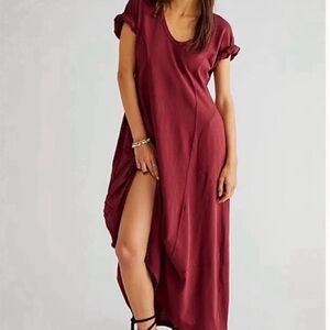 Free People Meadow Tee Burgundy Maxi Dress
